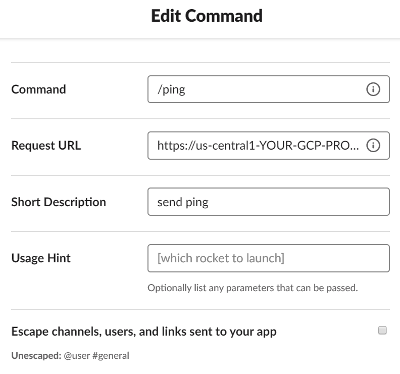 slack command config